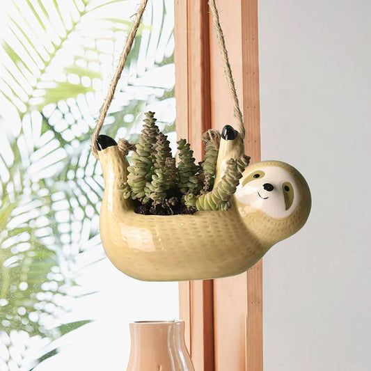 Ceramic Hanging Plant Pots Scindapsus Chlorophytum Hanging Flower Basket Flower Pot Cartoons Animal Vase Garden Decoration