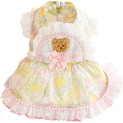 New Dog Clothes Spring/Summer Thin Cat Hair Resistant Princess Dress Milk Bear Fructose Lolita Small Dog Teddy Pet