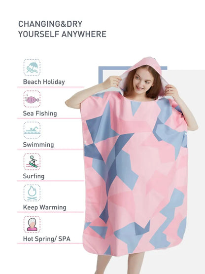 Surf Poncho Towel Poncho Quick-Dry Towel Hoodie Microfiber Beach Robe Changing Poncho Swim Towel Beach Poncho For Adults (A5)