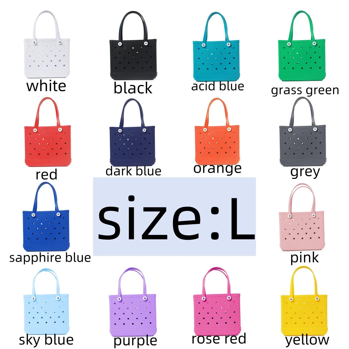 Beach Tote Silicone Basket with Sand Waterproof Travel Bag Sandproof Handbag Multi-Purpose Storage Bag for Boat Pool Sports Gyms