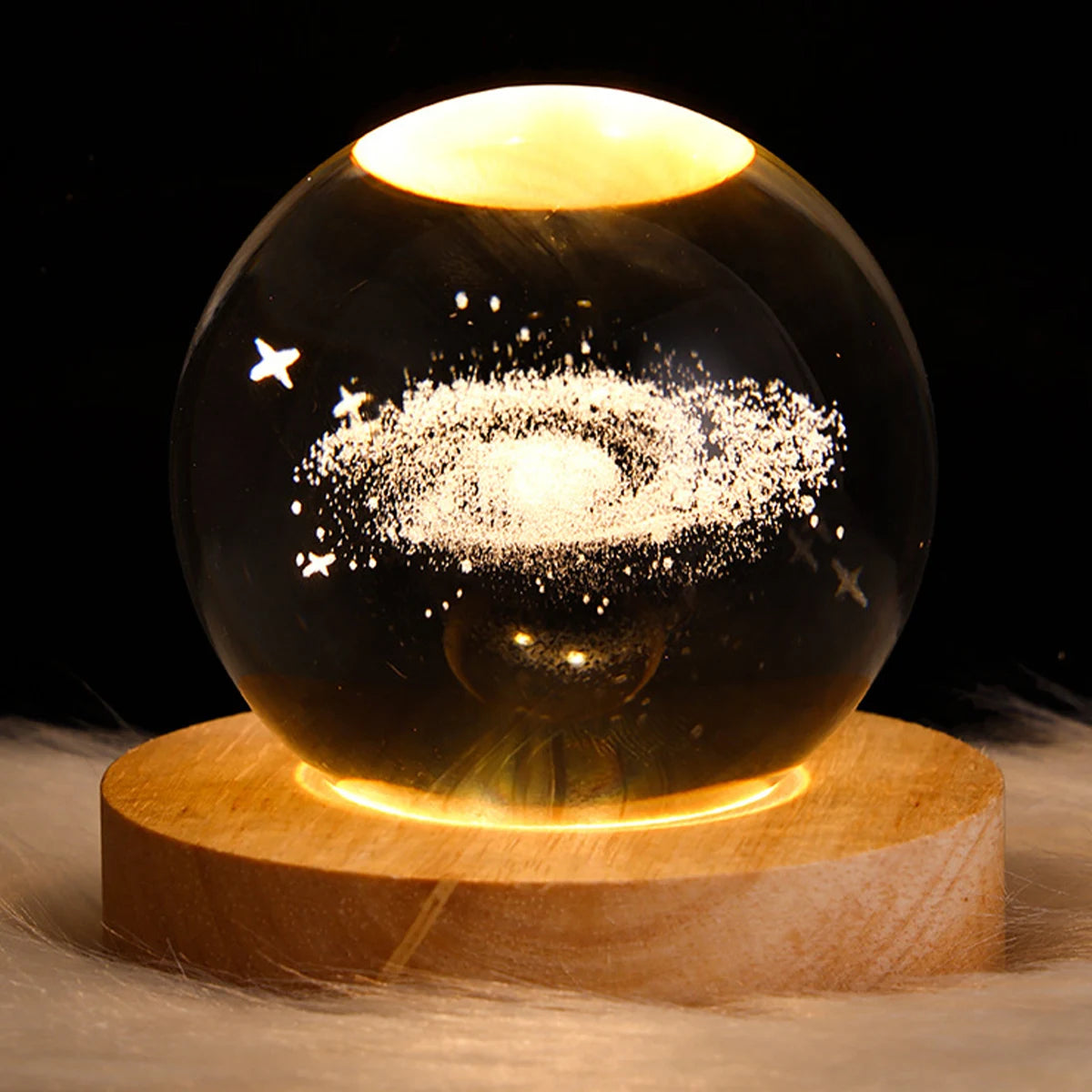 6/8cm 3D Crystal Ball Decoration 2024 Astronomy Solar System Planets Moon Astronaut LED Balls Home Snow Glass Globe Decorations