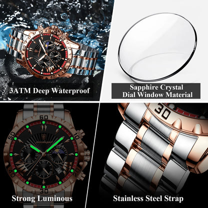 Luxury High Quality Watch for Man Waterproof Luminous Chronograph Date Men Watch Stainless Steel Quartz Men's Watches