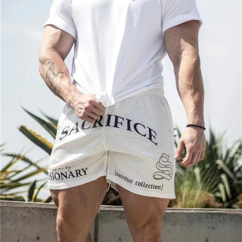 2024 Summer Men Short New Men 2 IN 1 Sport Running Short Casual Shorts Hip Hop Fitness Fast Dry Breathable Double-deck Shorts