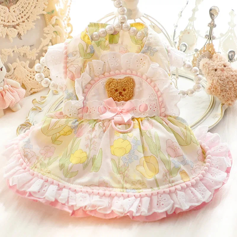 New Dog Clothes Spring/Summer Thin Cat Hair Resistant Princess Dress Milk Bear Fructose Lolita Small Dog Teddy Pet