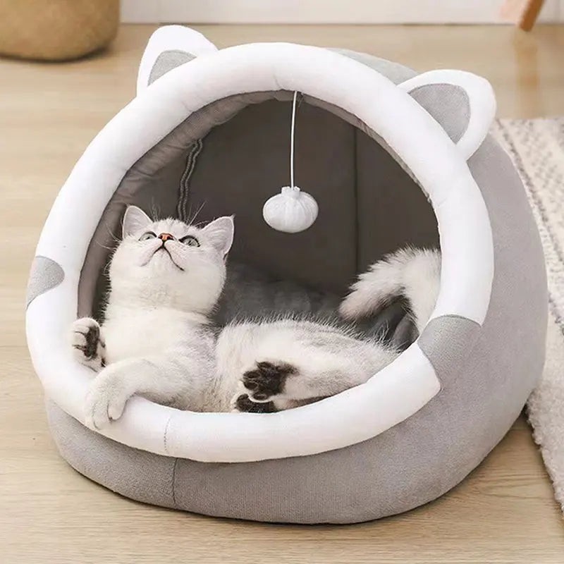 Cute Cat Bed for Indoor Small and Large Cats Dog Tent Soft Pet Kitten House Cozy Puppy Cushion