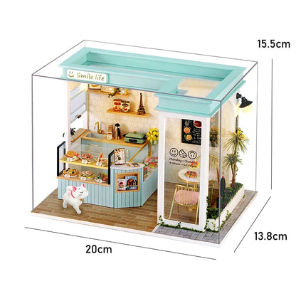 Milk Tea Mini Doll House DIY Kit For Making Room Toys Handmade 3D Puzzle Assembled Toys Birthday Gifts Wooden Crafts Dollhouse