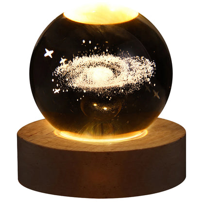 6/8cm 3D Crystal Ball Decoration 2024 Astronomy Solar System Planets Moon Astronaut LED Balls Home Snow Glass Globe Decorations