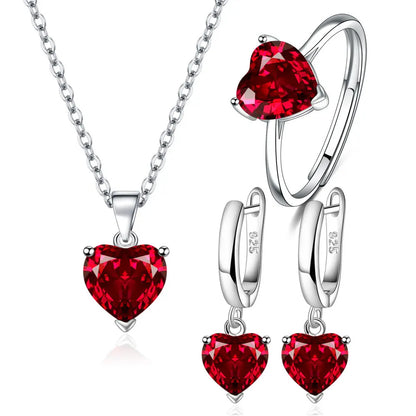 Jewelry Sets For Women Heart Zircon Ring Earrings Necklace Wedding Bridal Elegant Christmas Free Shipping