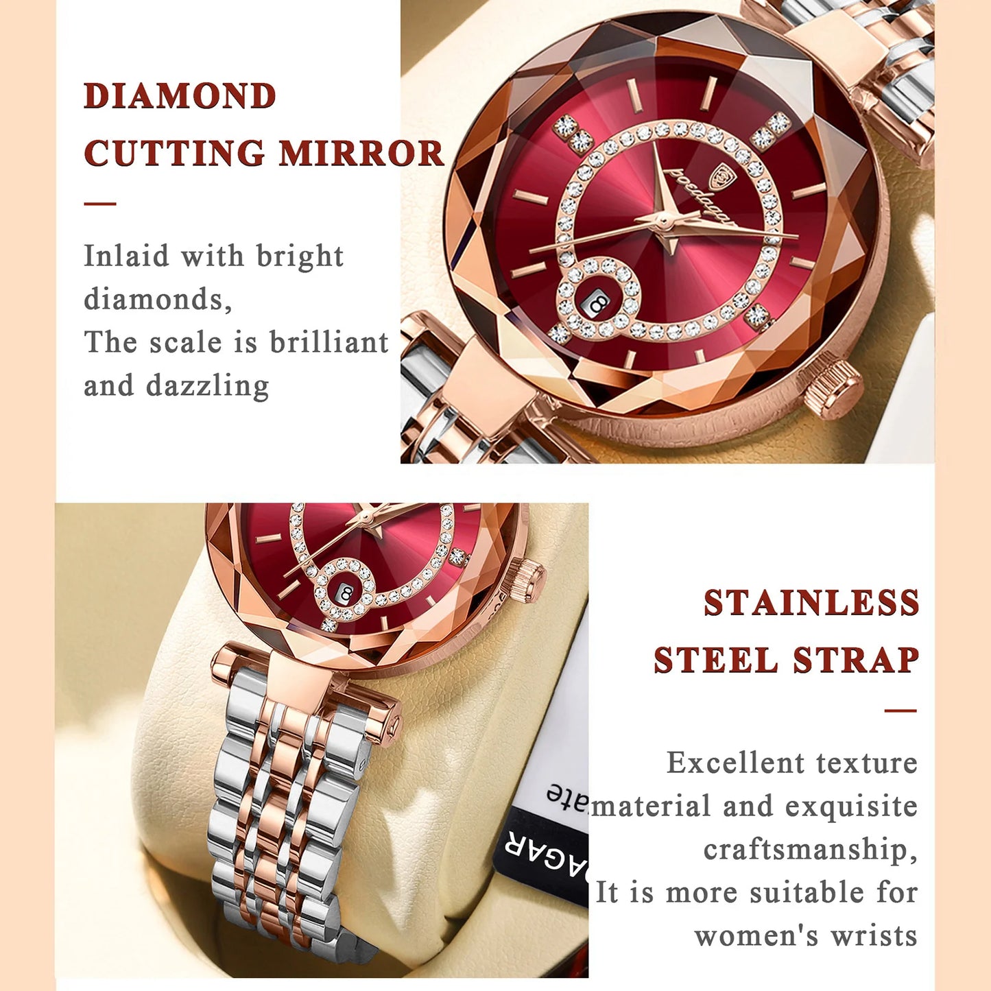 Luxury Watch For Woman High Quality Diamond Ladies Quartz Watch Waterproof Date Stainless Steel Women Watches