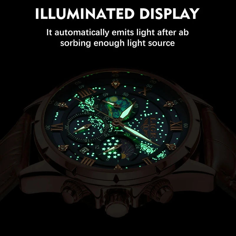 Men Watches Casual Sport Watch Men Luxury Waterproof Date Luminous Chronograph Wristwatch Male Quartz Watches Leather Clock