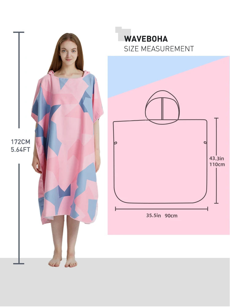 Surf Poncho Towel Poncho Quick-Dry Towel Hoodie Microfiber Beach Robe Changing Poncho Swim Towel Beach Poncho For Adults (A5)