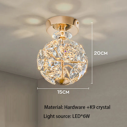 Modern K9 Pure Crystal Bedside Small Chandelier Light Lluxury Crystal Wall Lamp Corridor Ceiling Lamp Bar Decoration Noble Lamps