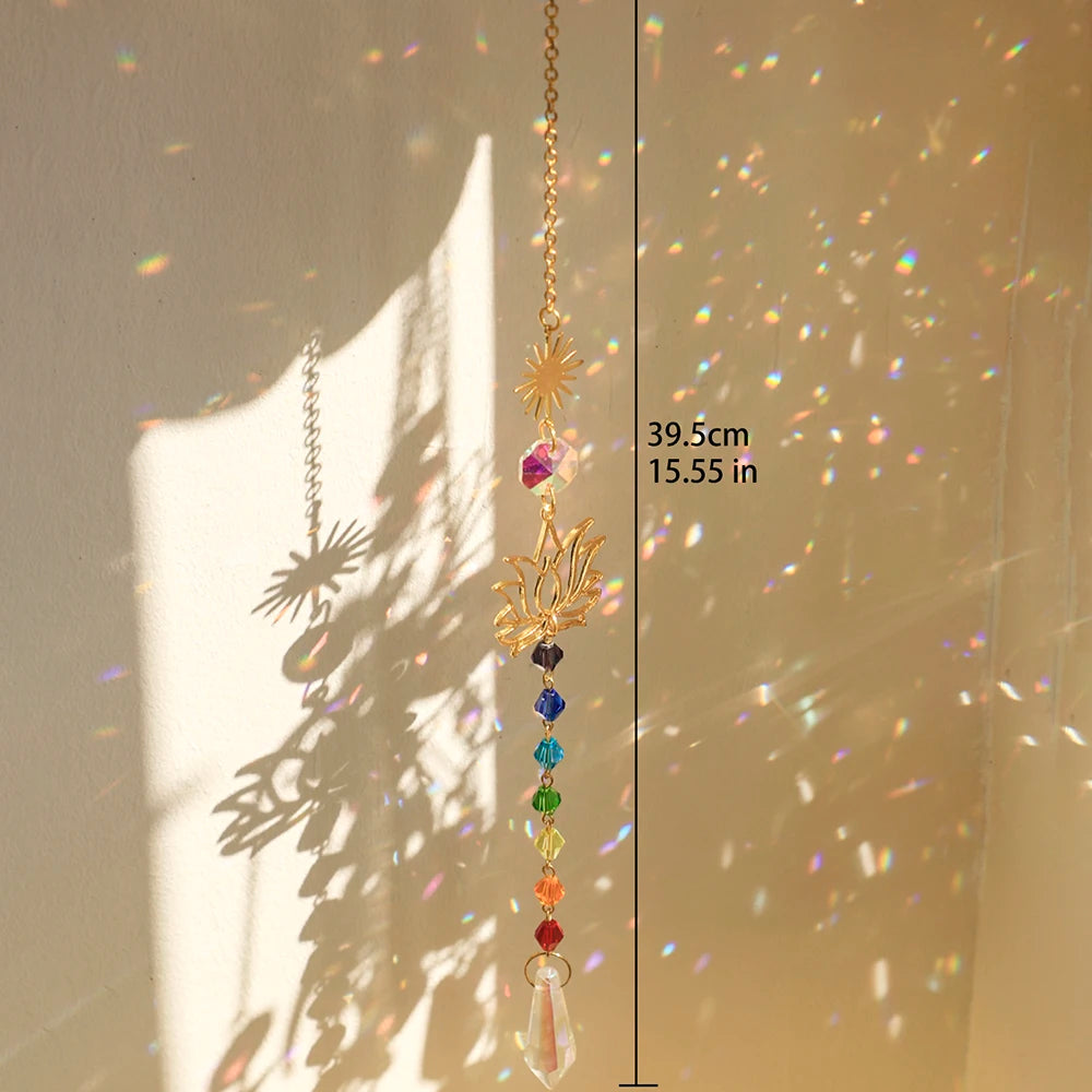 Suncatcher Crystal Sun Moon Crystals Prism Rainbow Maker Light Sun Catcher Garden Decoration Hanging Window Outdoor Ornament