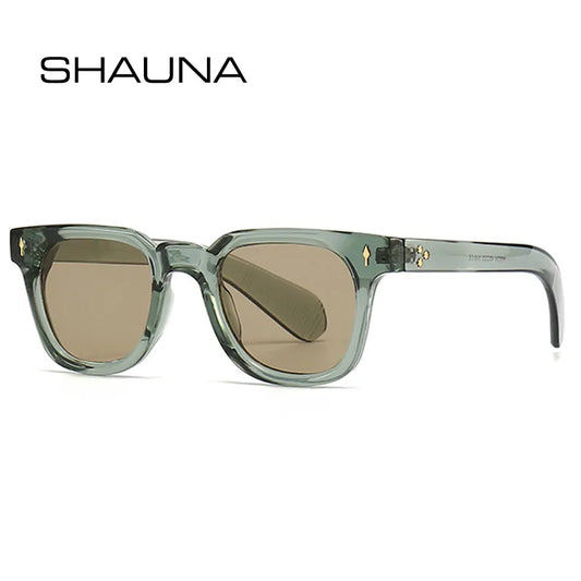 Retro Square Men Rivets Sunglasses Shades UV400 Fashion Women Green Sun Glasses