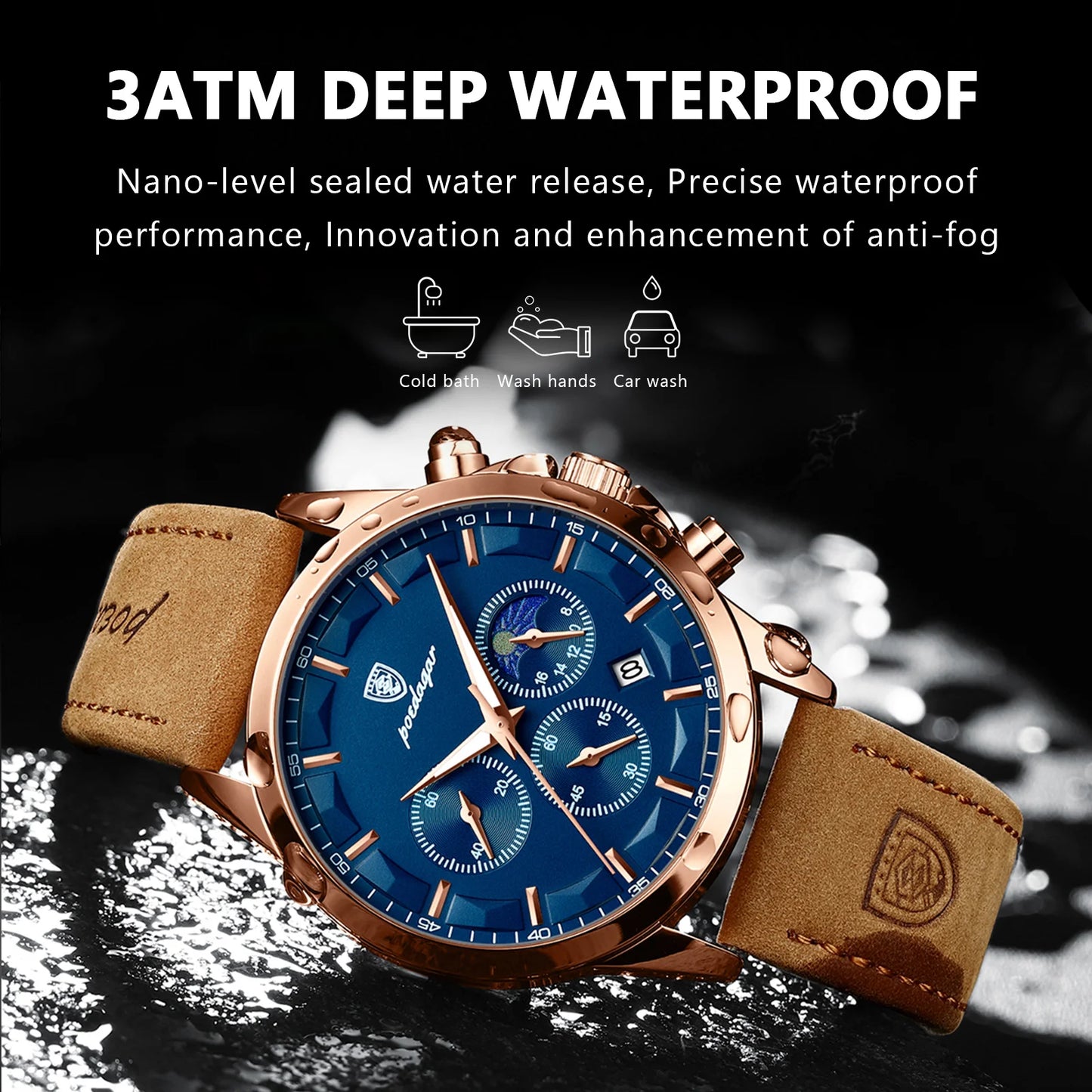 Men Quartz Watch Luxury Sports Waterproof Chronograph Luminous Date Man Wristwatch Business Leather Men's Watches Clock