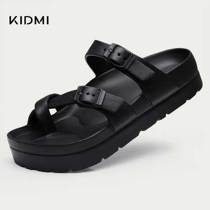 Kidmi Women's Platform Sandals Summer Slippers Fashion Non-slip Beach Sandals Summer Women Flip-flops Adjustable Buckle